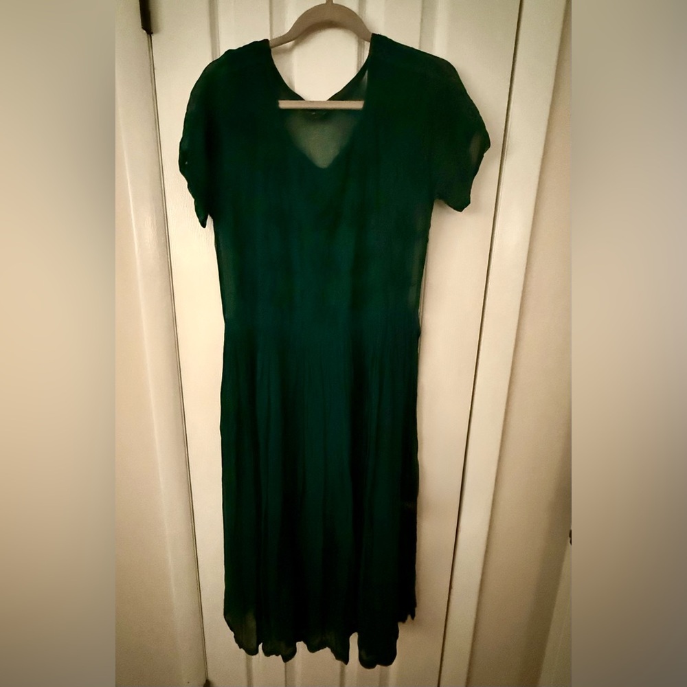 NOSTALGIA green lace over slip dress, M